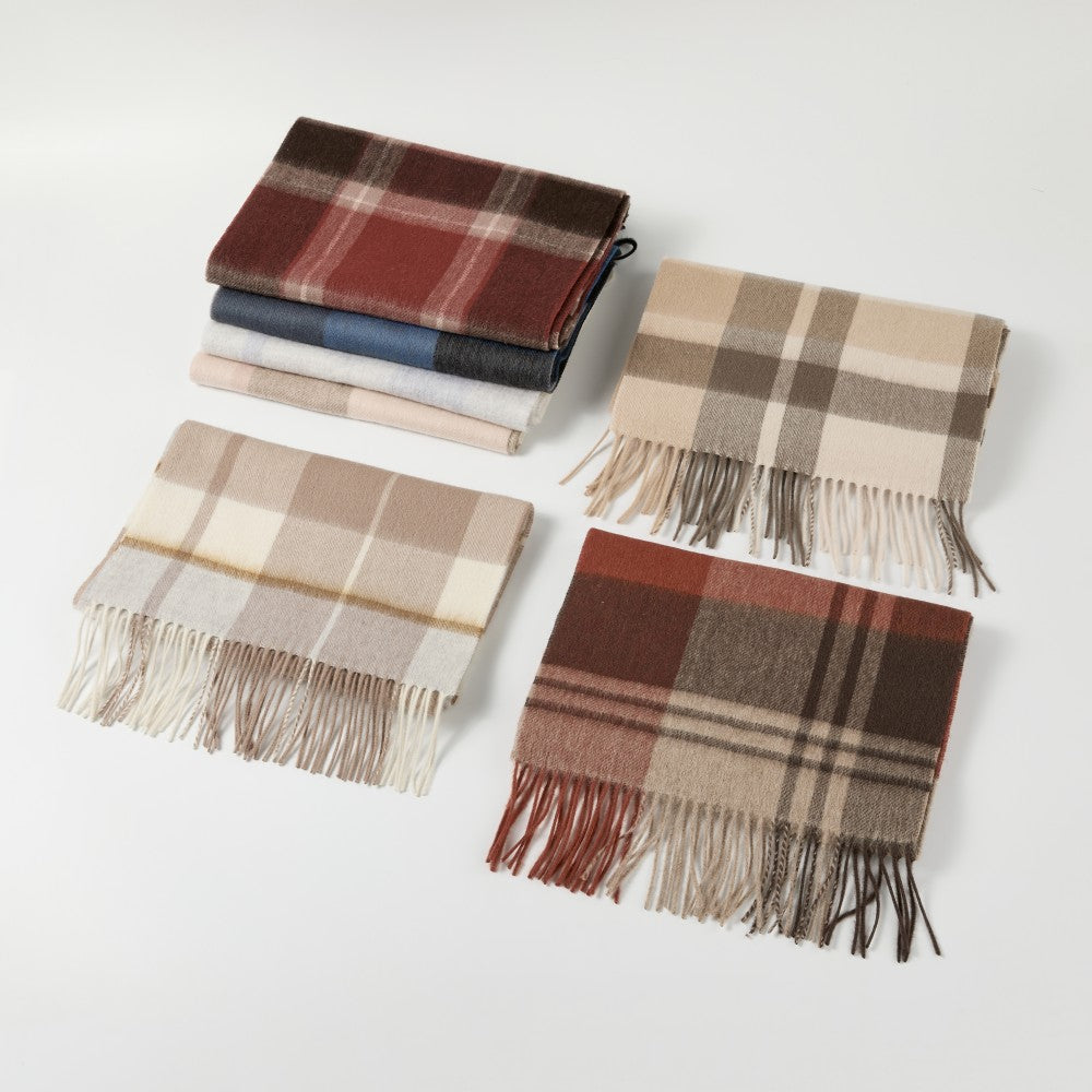 Blank 100% Sheep Wool Plaid Scarf Wholesale