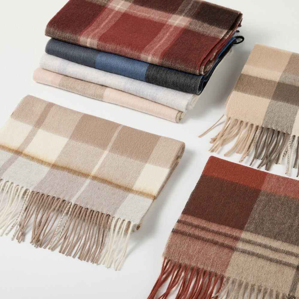 Blank 100% Sheep Wool Plaid Scarf Wholesale