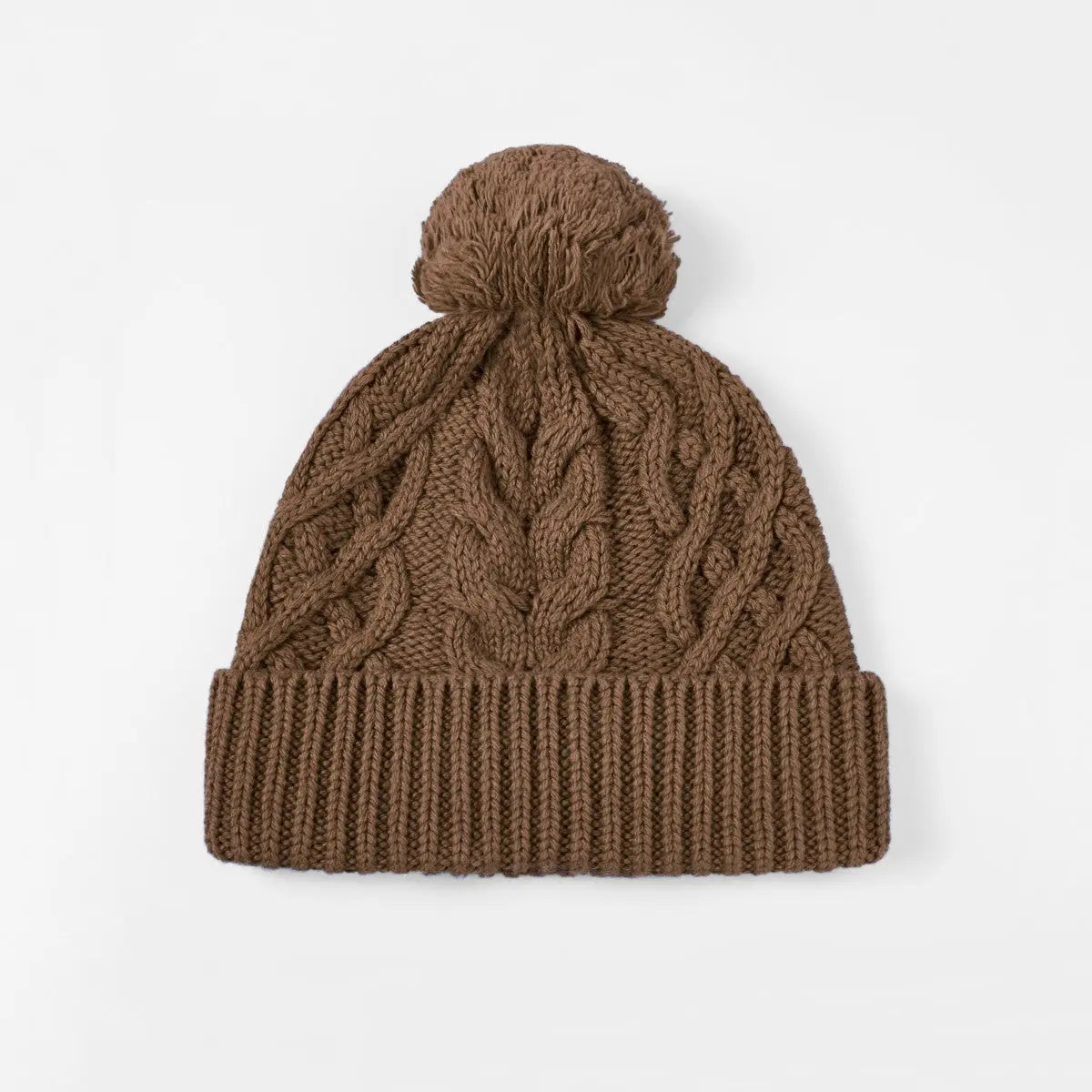 Blank Merino Wool Cable-Knit Beanie with Pom-Pom Wholesale - 1168 foremosthat
