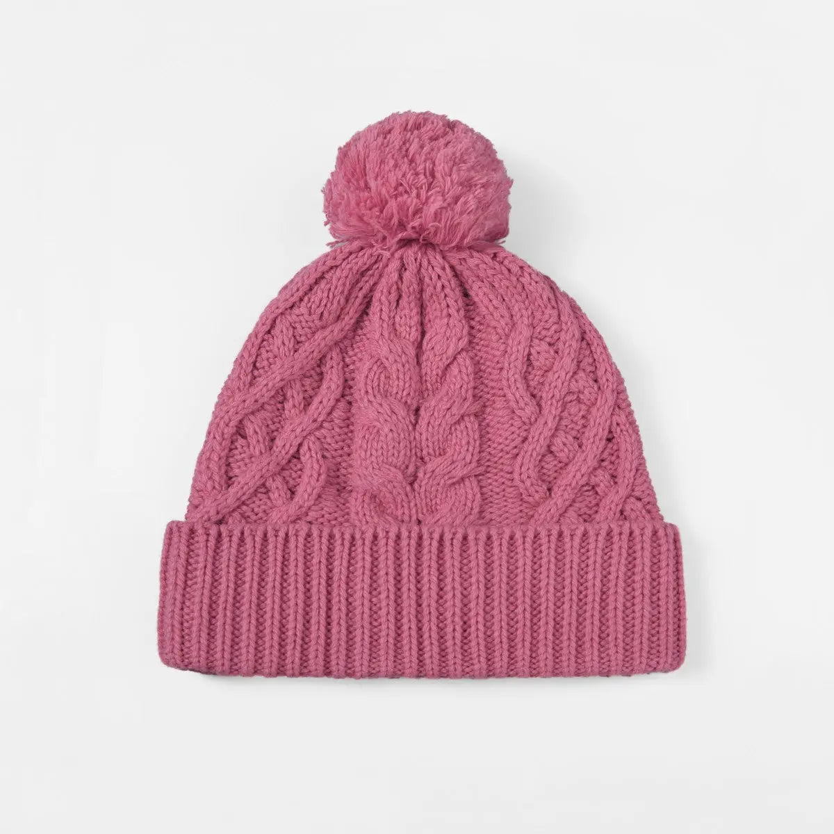Blank Merino Wool Cable-Knit Beanie with Pom-Pom Wholesale - 1168 foremosthat