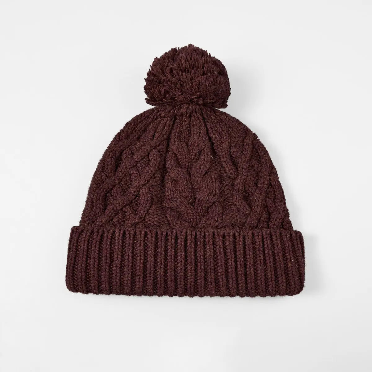 Blank Merino Wool Cable-Knit Beanie with Pom-Pom Wholesale - 1168 foremosthat