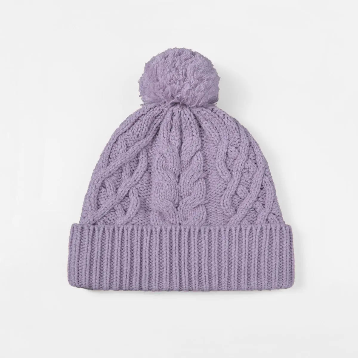 Blank Merino Wool Cable-Knit Beanie with Pom-Pom Wholesale - 1168 foremosthat