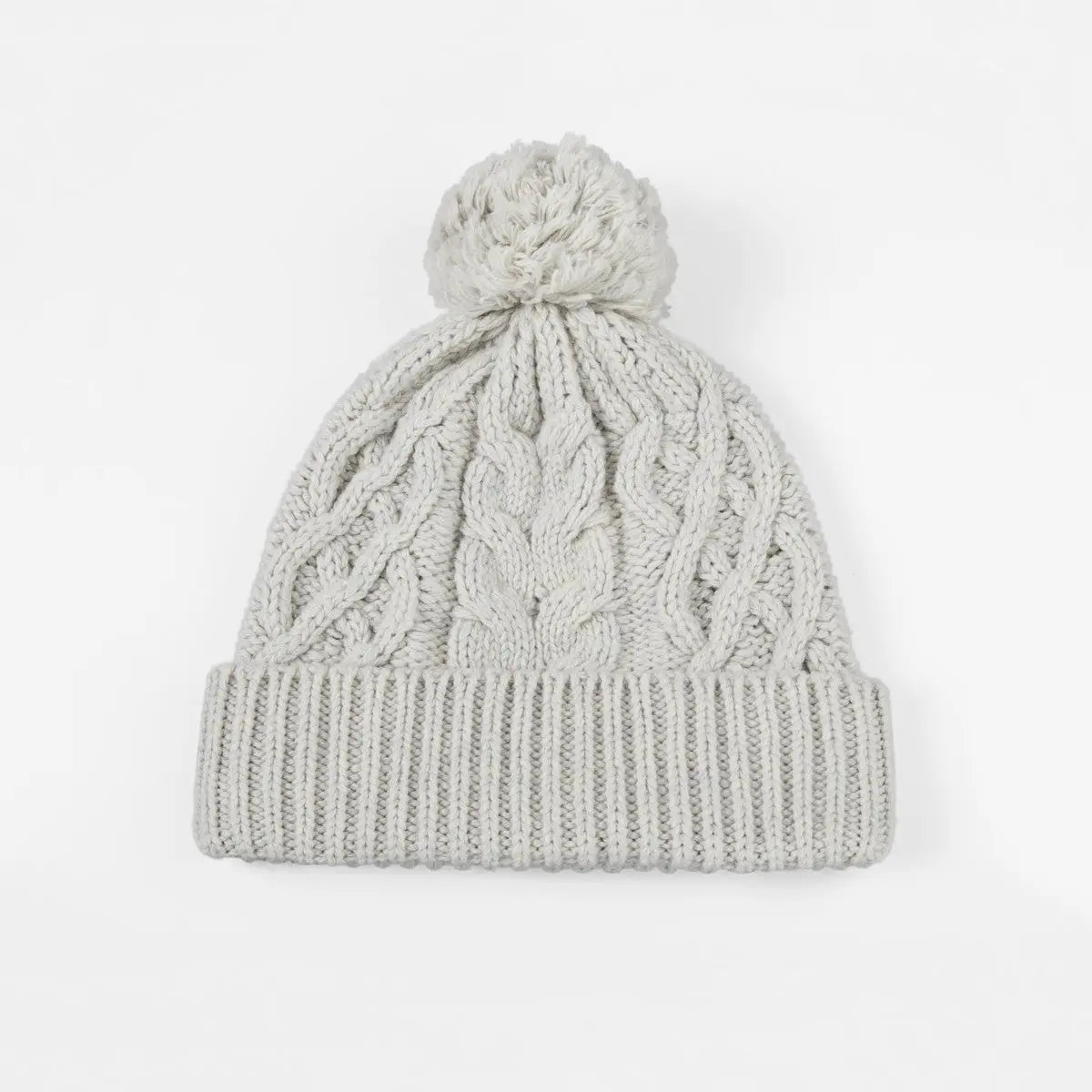 Blank Merino Wool Cable-Knit Beanie with Pom-Pom Wholesale - 1168 foremosthat