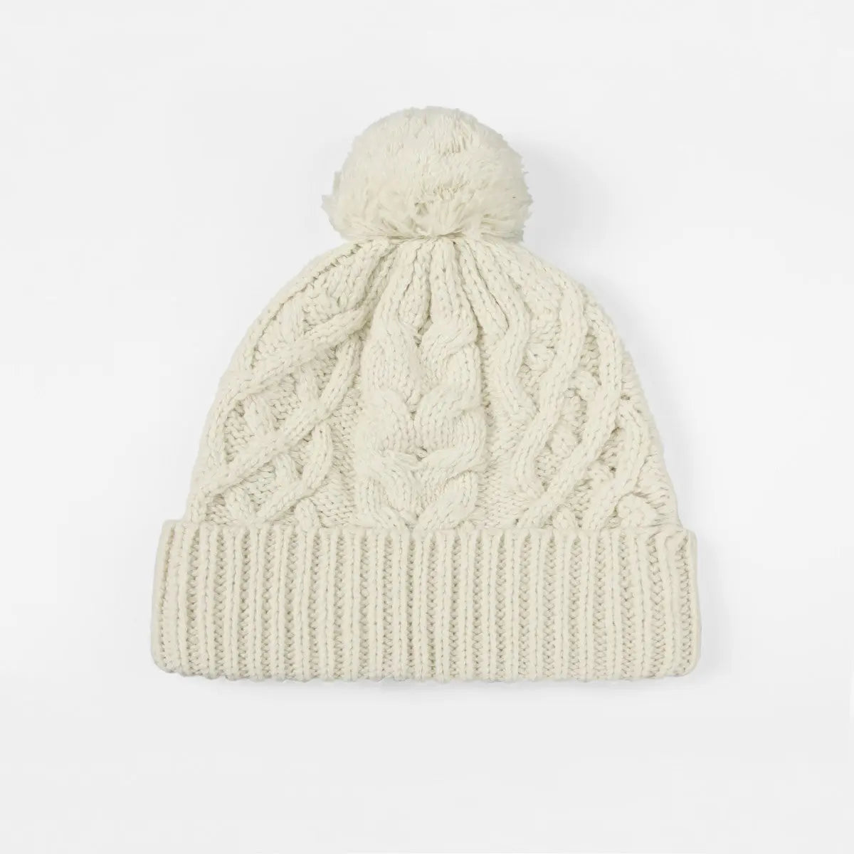 Blank Merino Wool Cable-Knit Beanie with Pom-Pom Wholesale - 1168 foremosthat