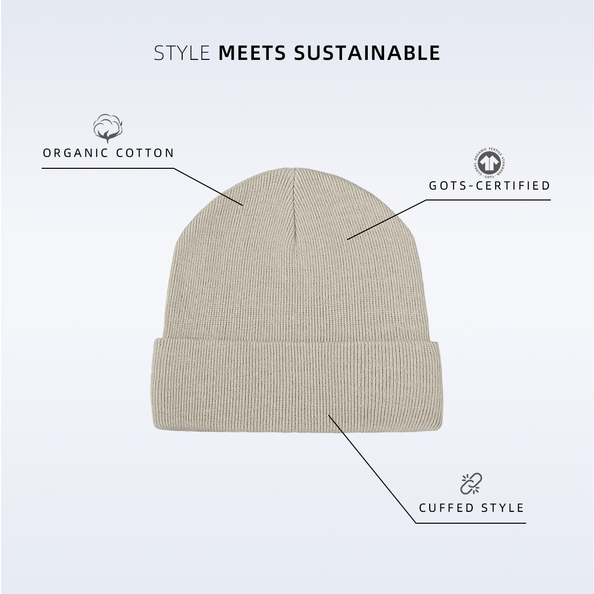 Blank 100% Organic Cotton Beanie Wholesale - 1101