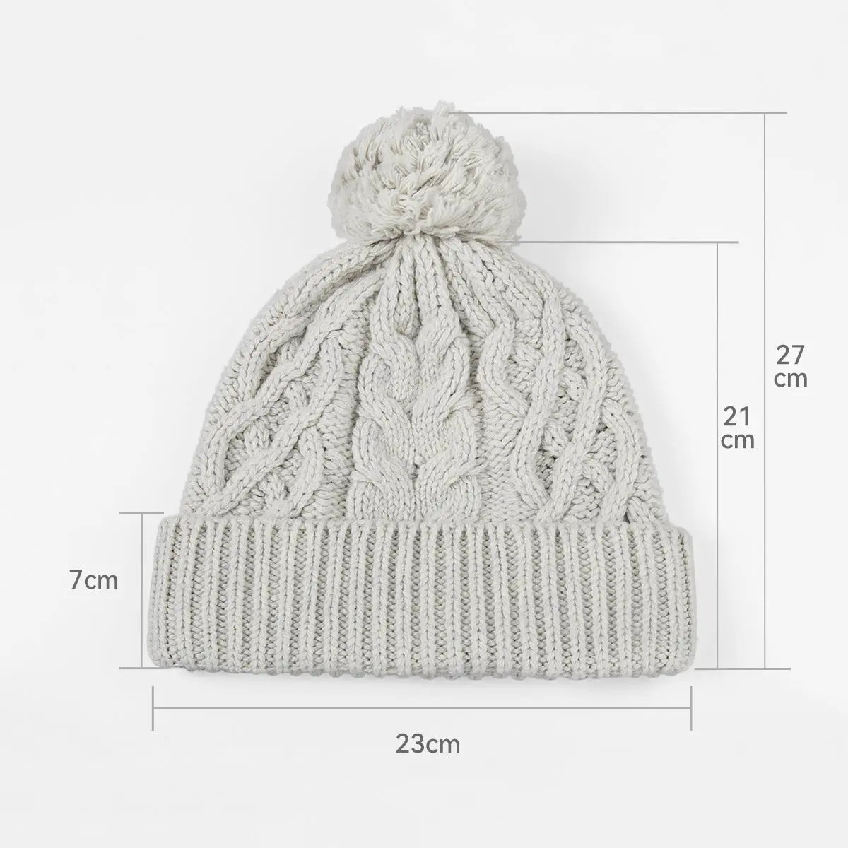 Blank Merino Wool Cable-Knit Beanie with Pom-Pom Wholesale - 1168 foremosthat