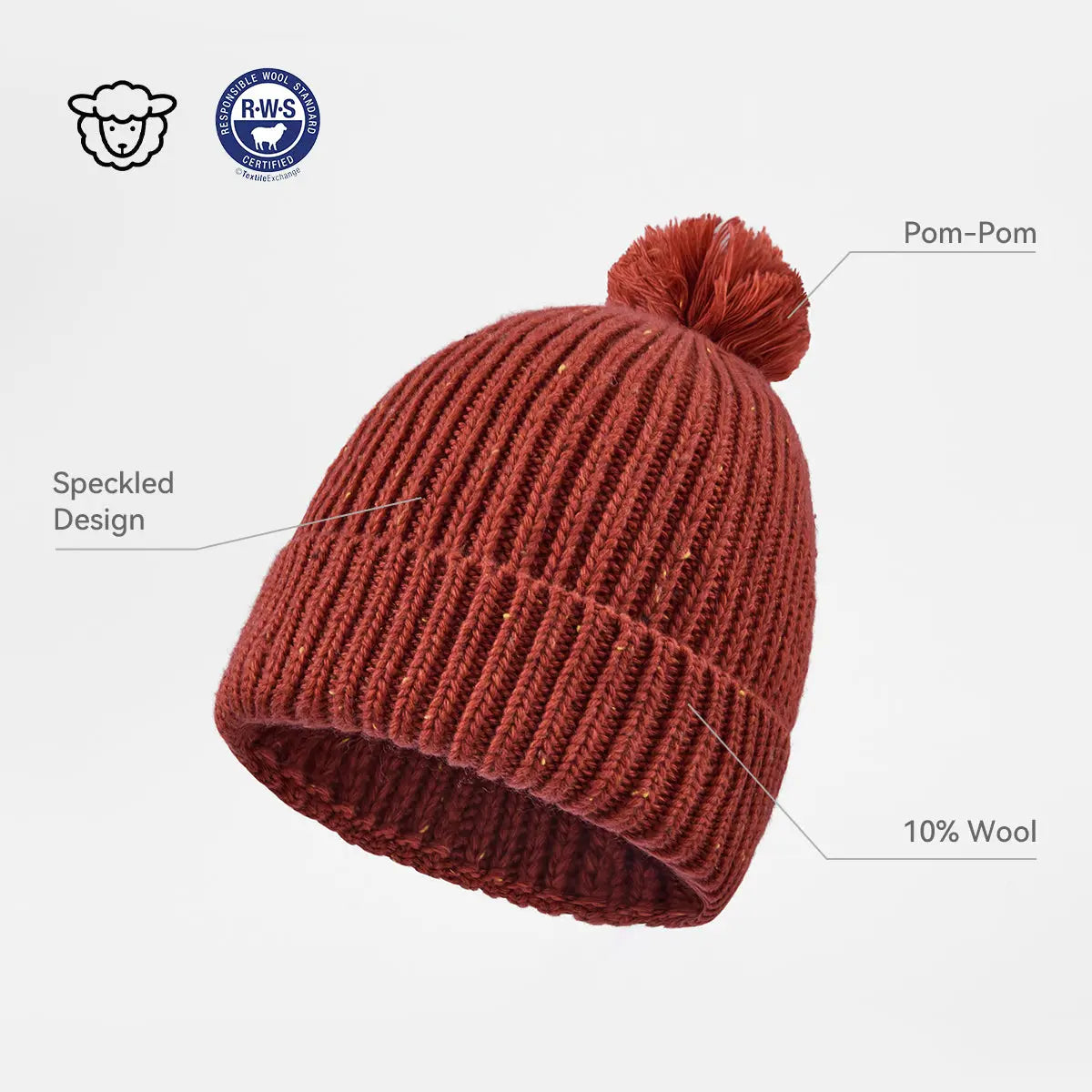 Blank Wool Speckled Beanie with Pom-Pom Wholesale - 1192 foremosthat