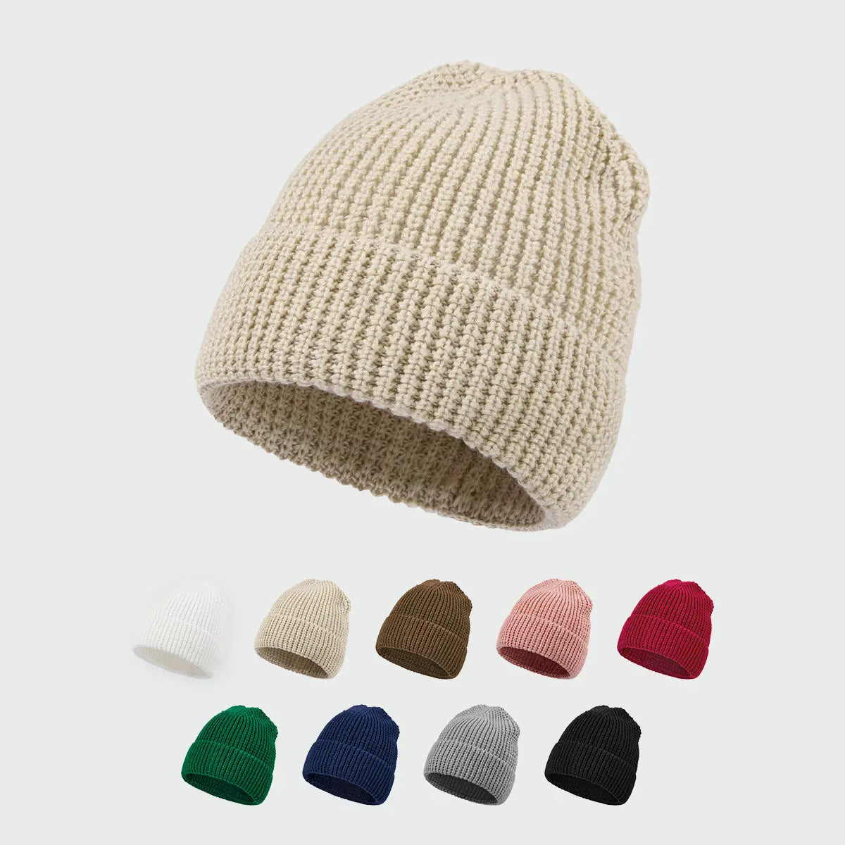 Blank Knit Cuffed Waffle Beanie Wholesale - 1546 Foremost Hat