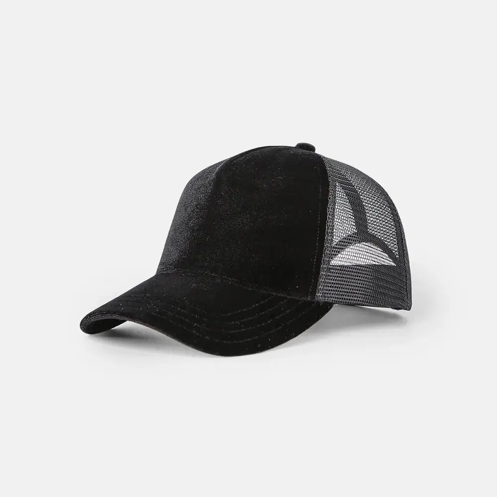 Blank 5 Panel Velvet Trucker Hat - 6529 foremosthat