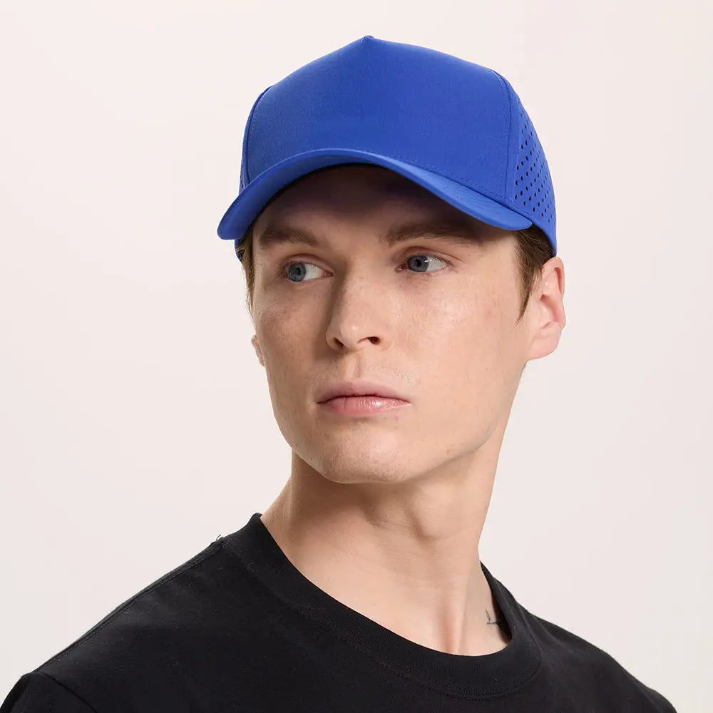 Blank 5 Panel Water Repellent Recycled Perforated Snapback Golf Hat- 6526   foremosthat