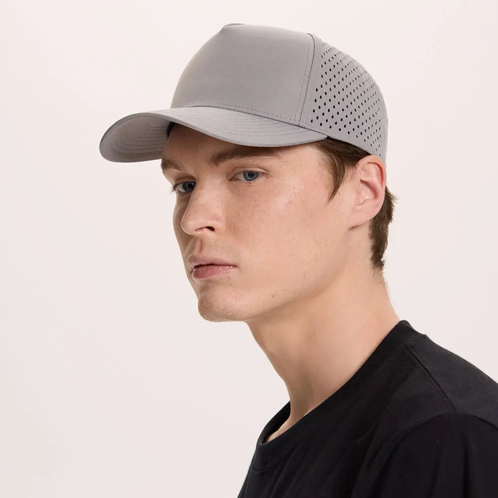Blank 5 Panel Water Repellent Recycled Perforated Snapback Golf Hat- 6526   foremosthat