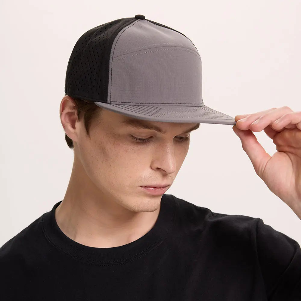 Blank 5 Panel Water Repellent Perforated Snapback Hat - 6023   foremosthat