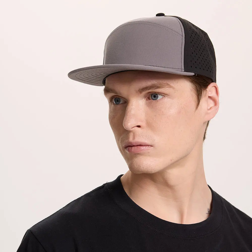 Blank 5 Panel Water Repellent Perforated Snapback Hat - 6023   foremosthat