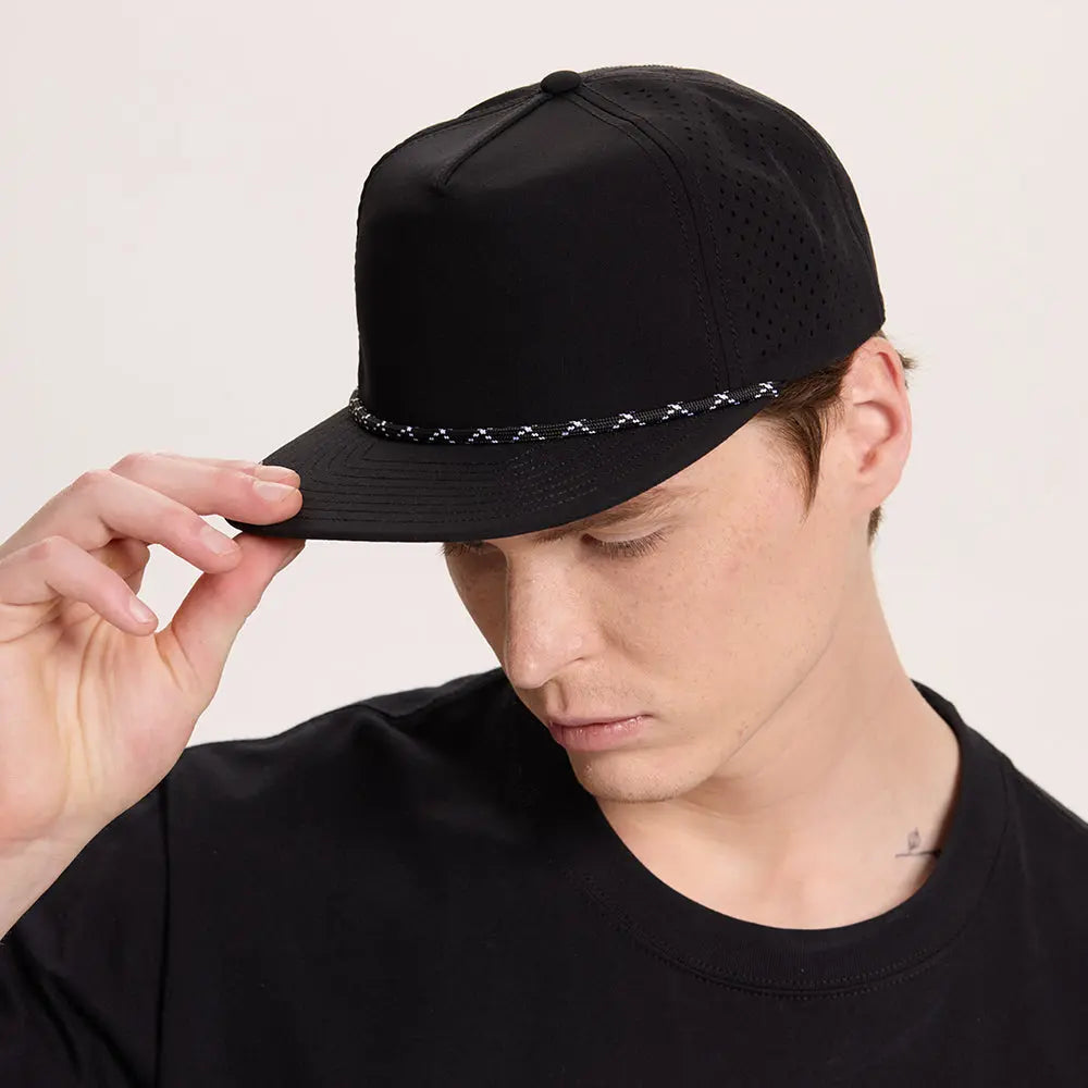 Blank Water Repellent Flat Bill Perforated Rope Snapback Hat - 5015P   foremosthat