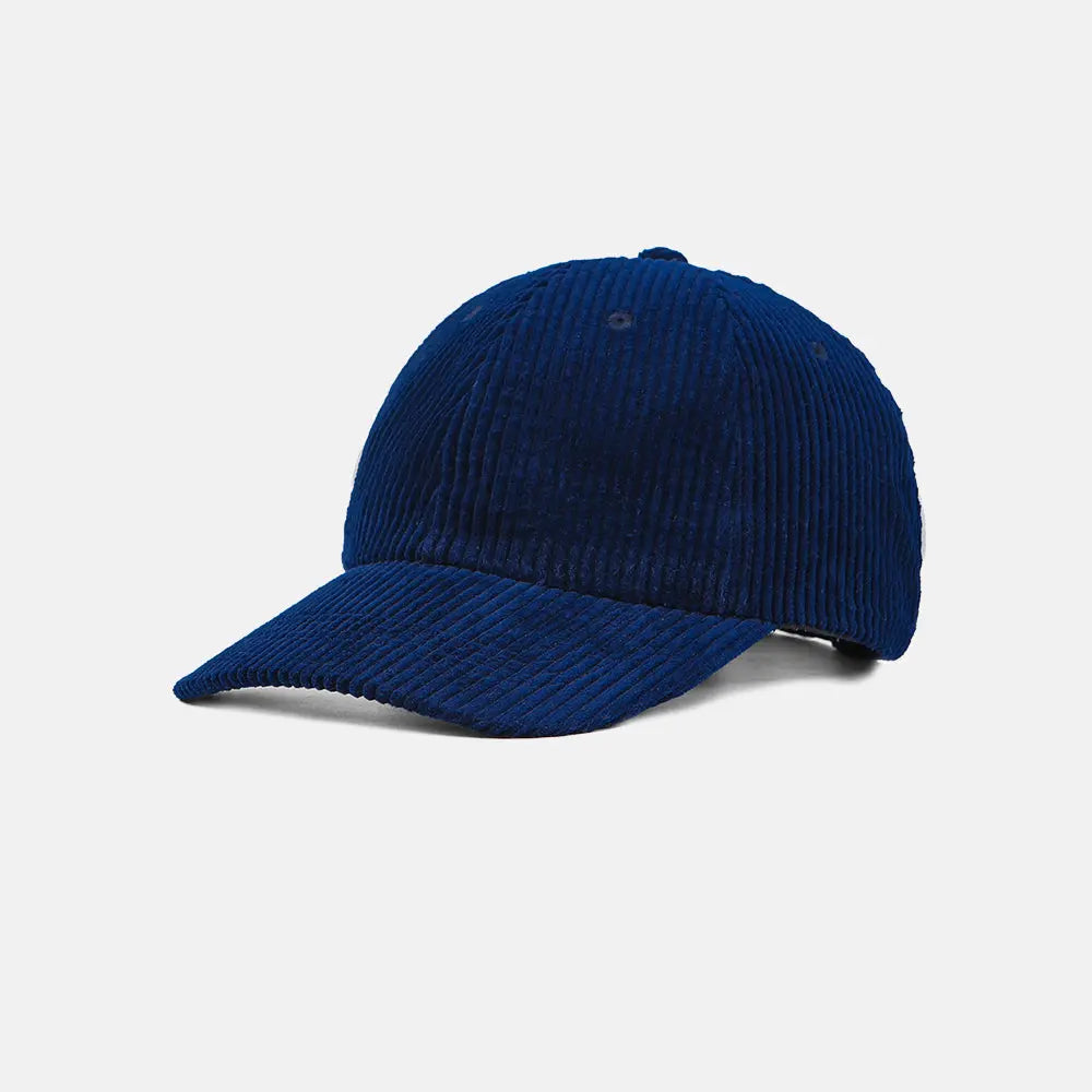 Blank 6 Panel Unstructured Corduroy Dad Hat - 6515  Navy foremosthat