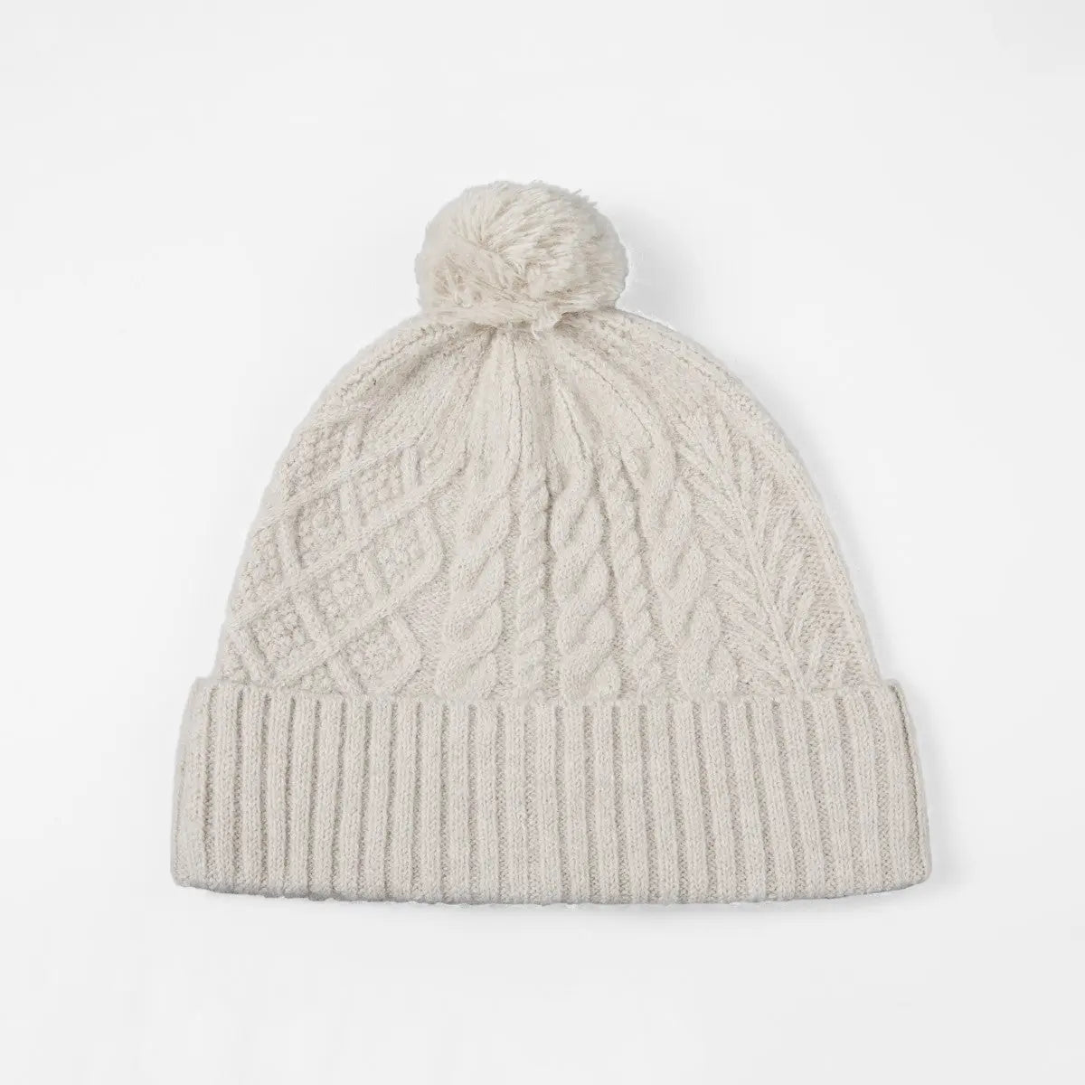 Blank Recycled Cable Knit Beanie with Pom-Pom Wholesale - 1335 Foremost Hat