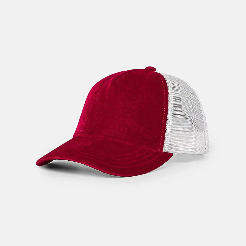Blank 5 Panel Velvet Trucker Hat - 6529 foremosthat