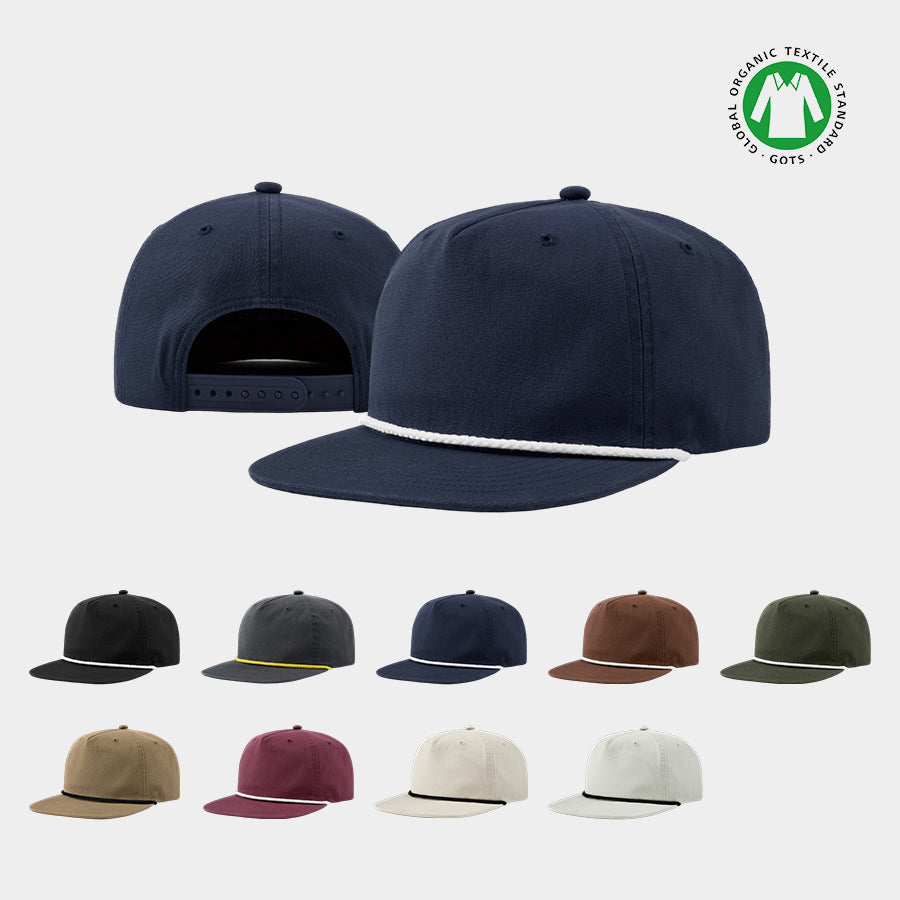 Blank 5 Panel Organic Cotton Rope Snapback Hat Wholesale - 5442 Foremost Hat