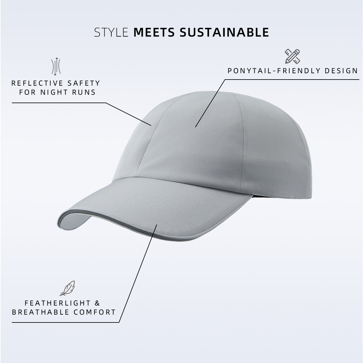 Blank Recycled Running Cap with Ponytail Opening Wholesale - 6017