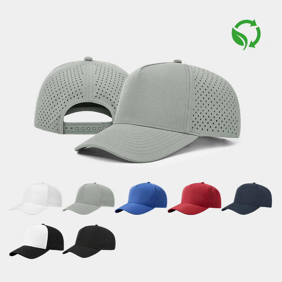 Blank 5 Panel Perforated Recycled Snapback Kids Golf Hat Wholesale - 5479 Foremost Hat