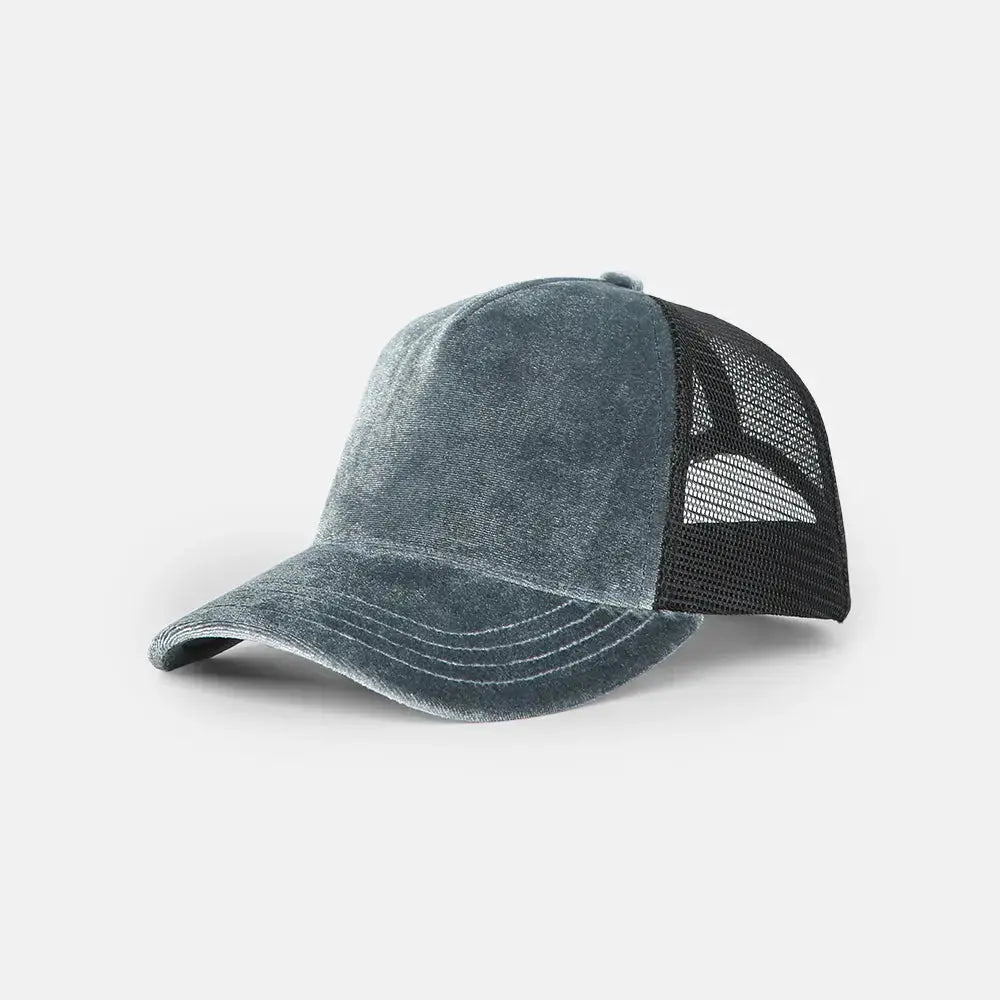 Blank 5 Panel Velvet Trucker Hat - 6529 foremosthat
