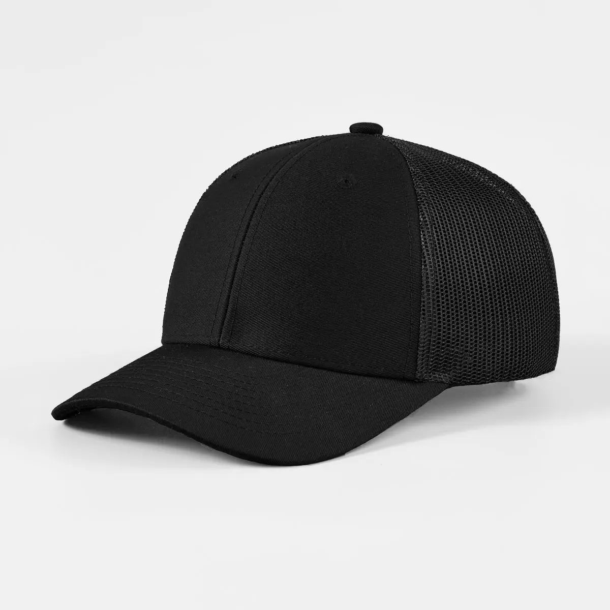 Blank 6 Panel Mesh Trucker Hat - 7018  Black Foremost Hat