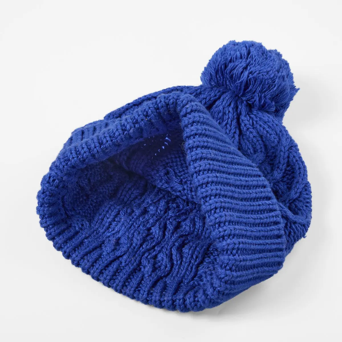 Blank Merino Wool Cable-Knit Beanie with Pom-Pom Wholesale - 1168 foremosthat