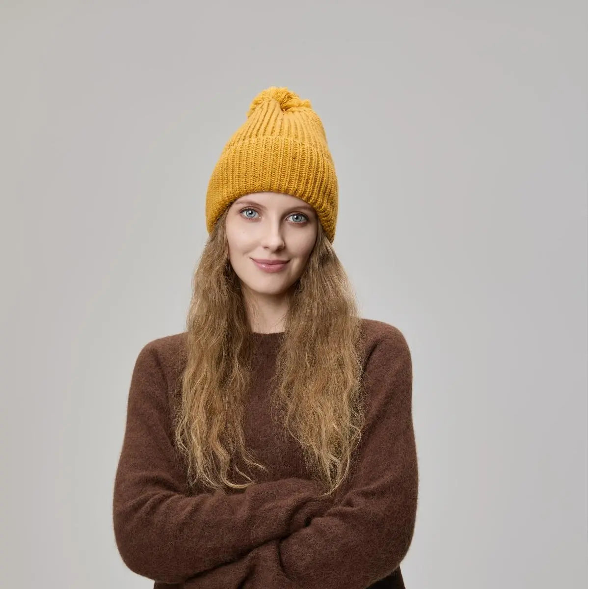 Blank Wool Speckled Beanie with Pom-Pom Wholesale - 1192 foremosthat