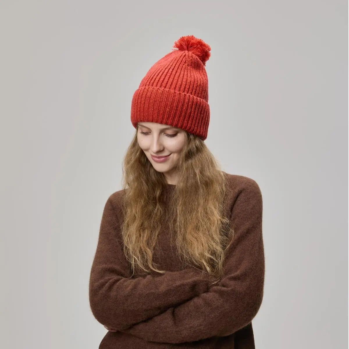Blank Wool Speckled Beanie with Pom-Pom Wholesale - 1192 foremosthat