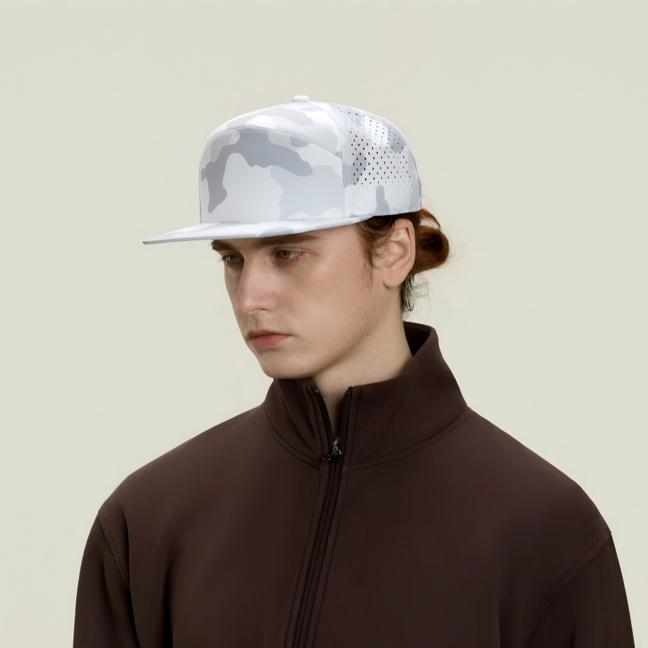 Blank Recycled 7 Panel Perforated Snapback Cap Wholesale - 6472
