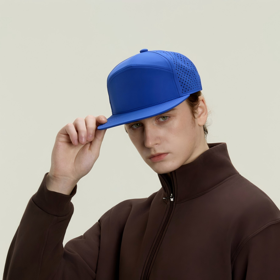 Blank Recycled 7 Panel Perforated Snapback Cap Wholesale - 6472