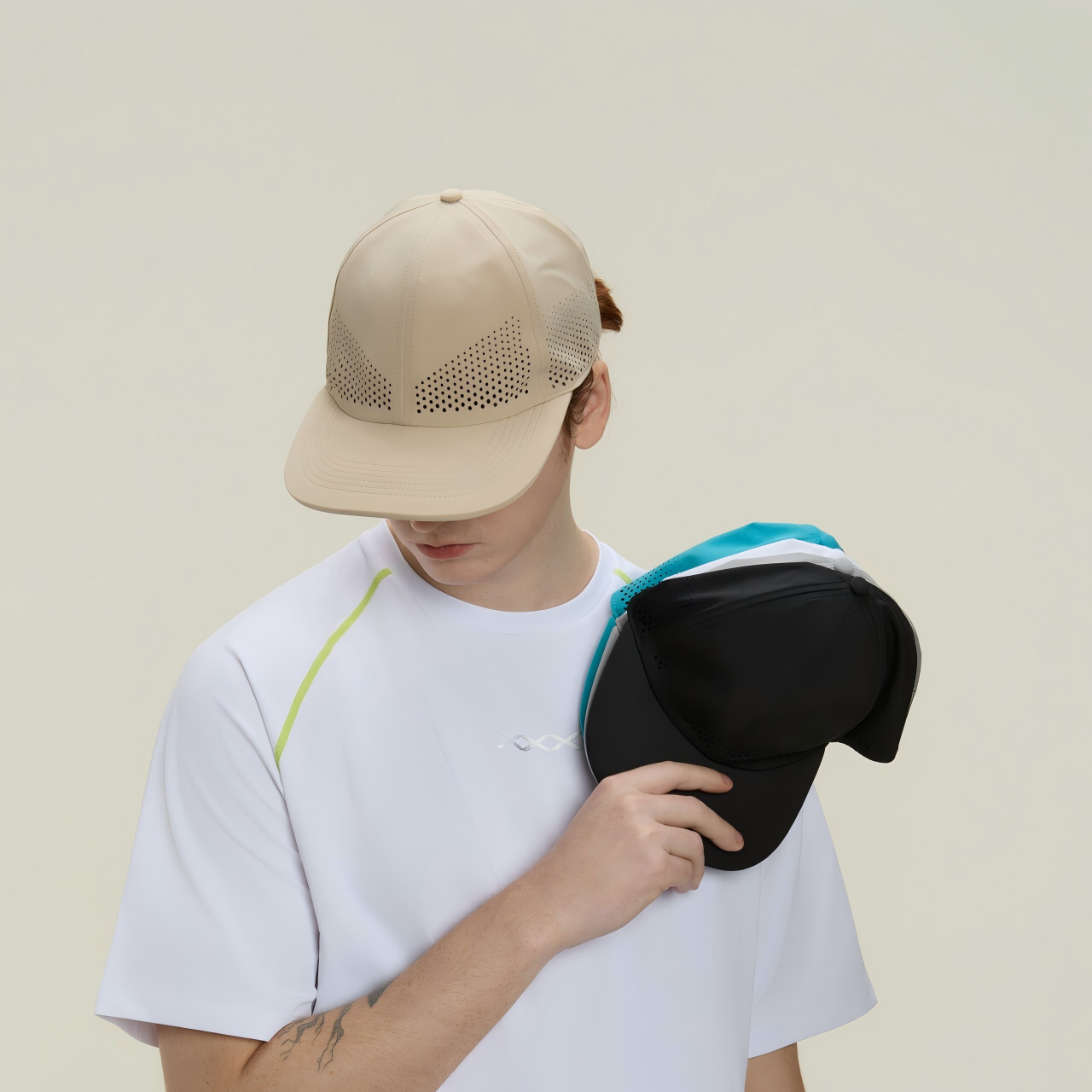 Blank Recycled 6 Panel Performance Perforated Dad Hat Wholesale - 6445