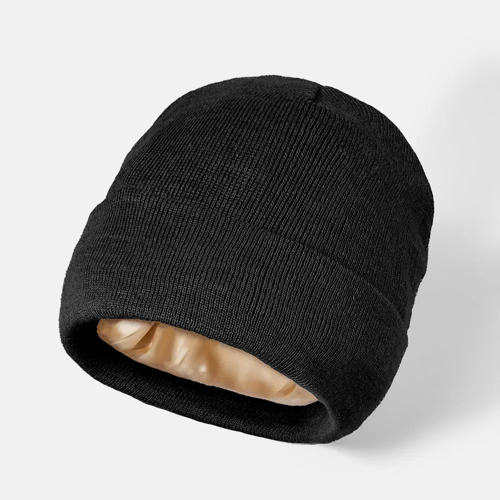 Blank Cuffed Satin Lined Beanie Wholesale - 1176  Black Foremost Hat