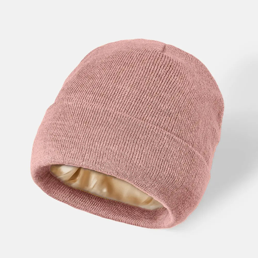 Blank Cuffed Satin Lined Beanie Wholesale - 1176  Pink Foremost Hat
