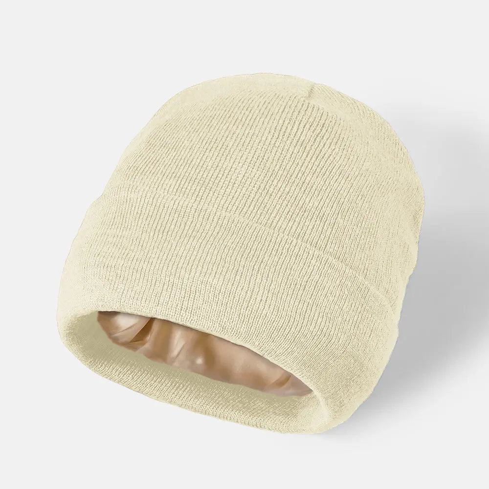 Blank Cuffed Satin Lined Beanie Wholesale - 1176  Beige Foremost Hat