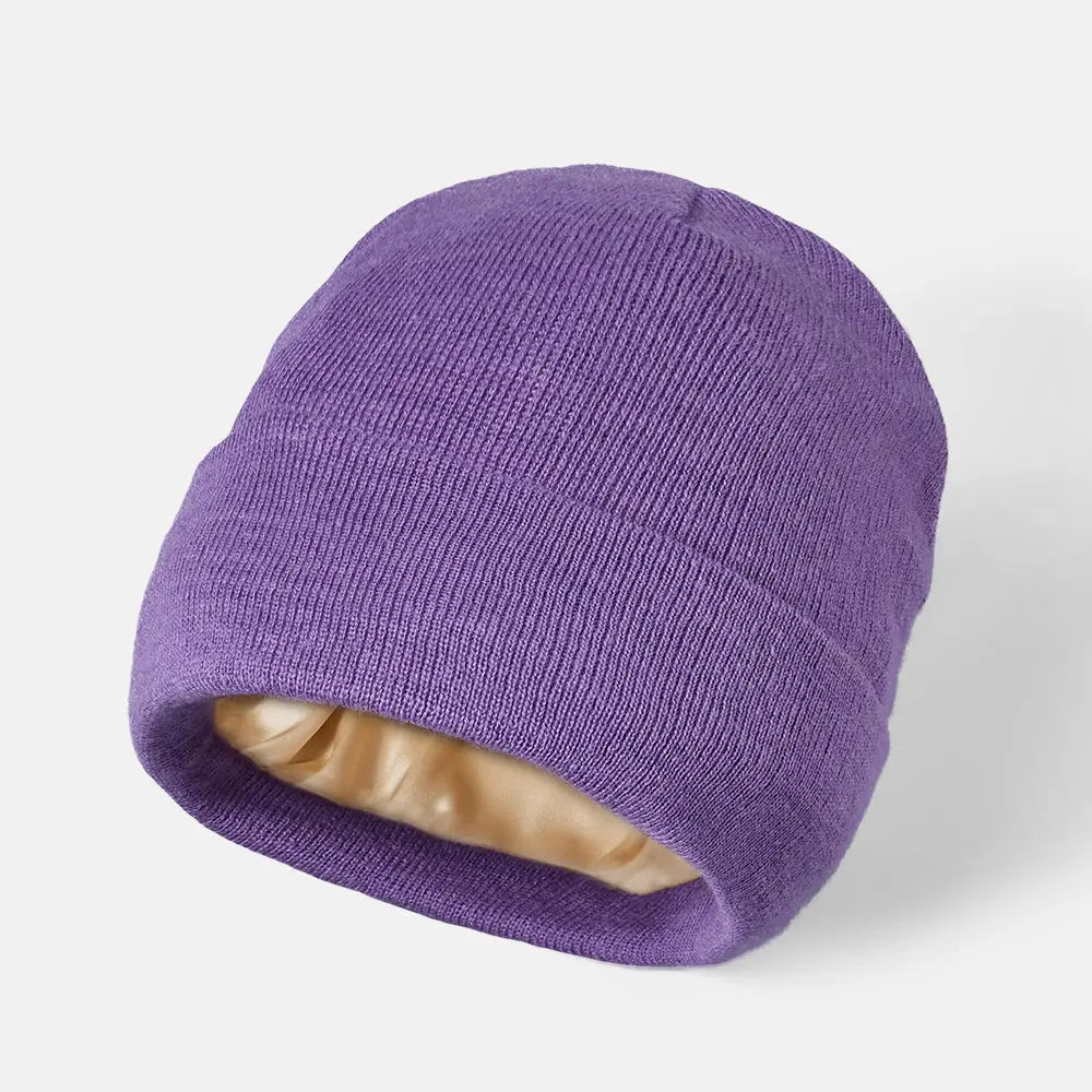 Blank Cuffed Satin Lined Beanie Wholesale - 1176  Purple Foremost Hat