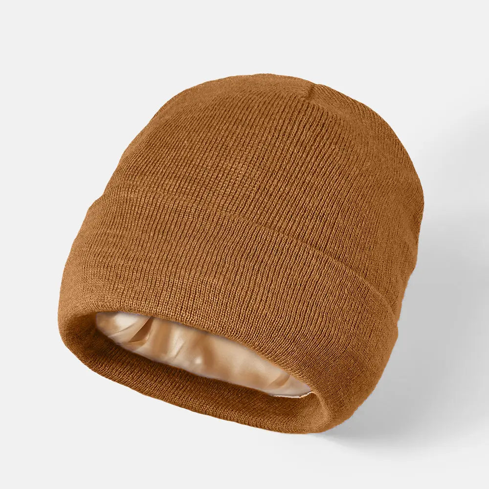 Blank Cuffed Satin Lined Beanie Wholesale - 1176  Tan Foremost Hat