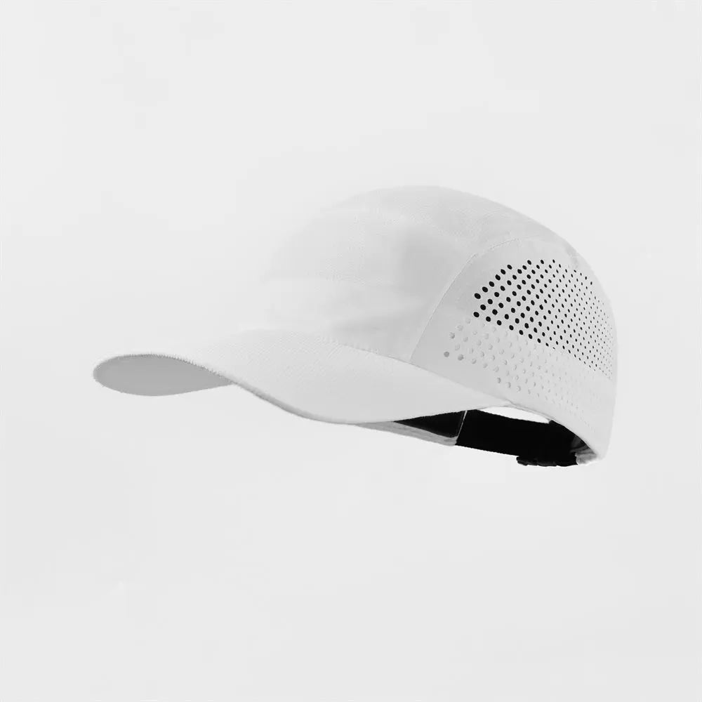 Blank Seamless Perforated Water Repellent Lightweight Running Cap - 5027  White foremosthat