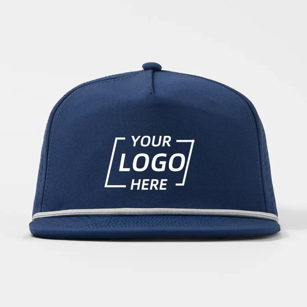 Blank Water Repellent Flat Bill Perforated Rope Snapback Hat - 5015P foremosthat