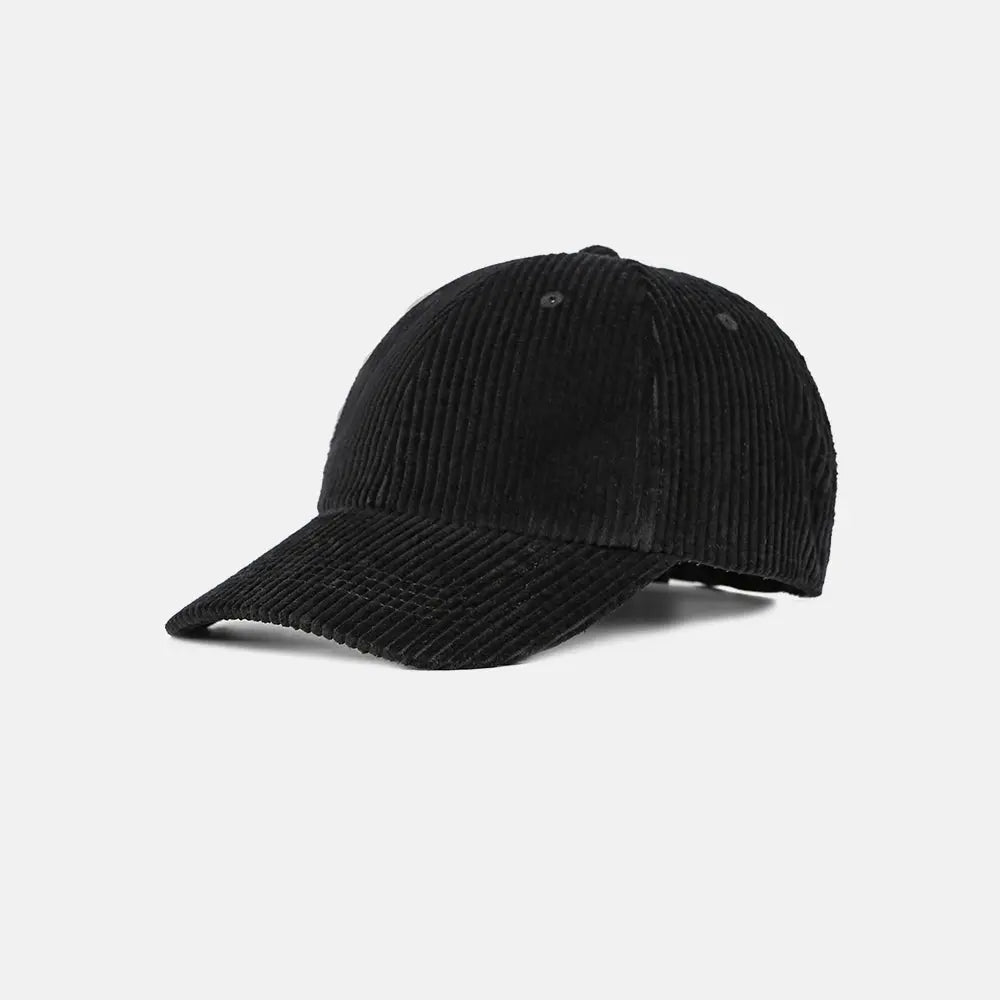 Blank 6 Panel Unstructured Corduroy Dad Hat - 6515  Black foremosthat