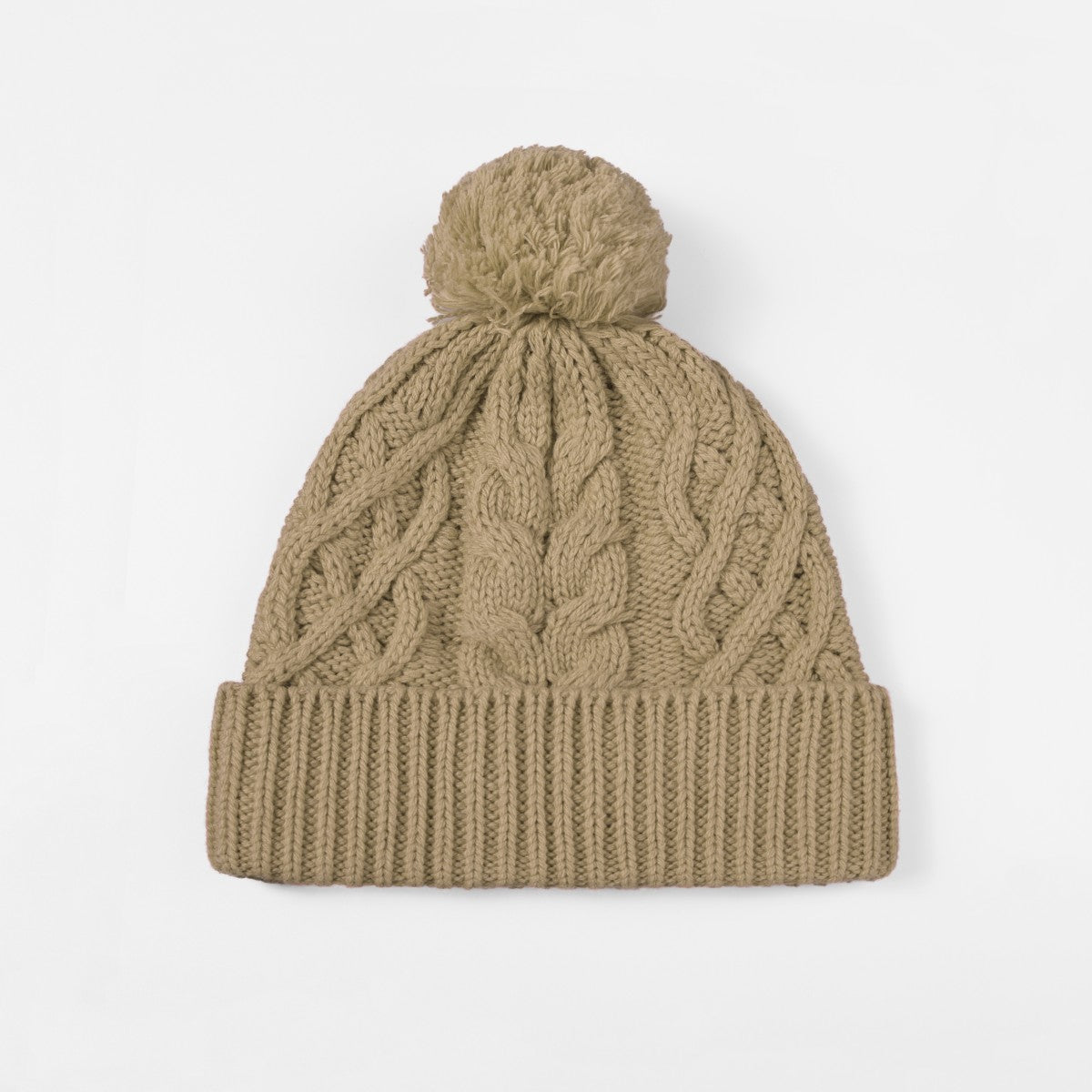 Blank Merino Wool Cable-Knit Beanie with Pom-Pom Wholesale - 1168