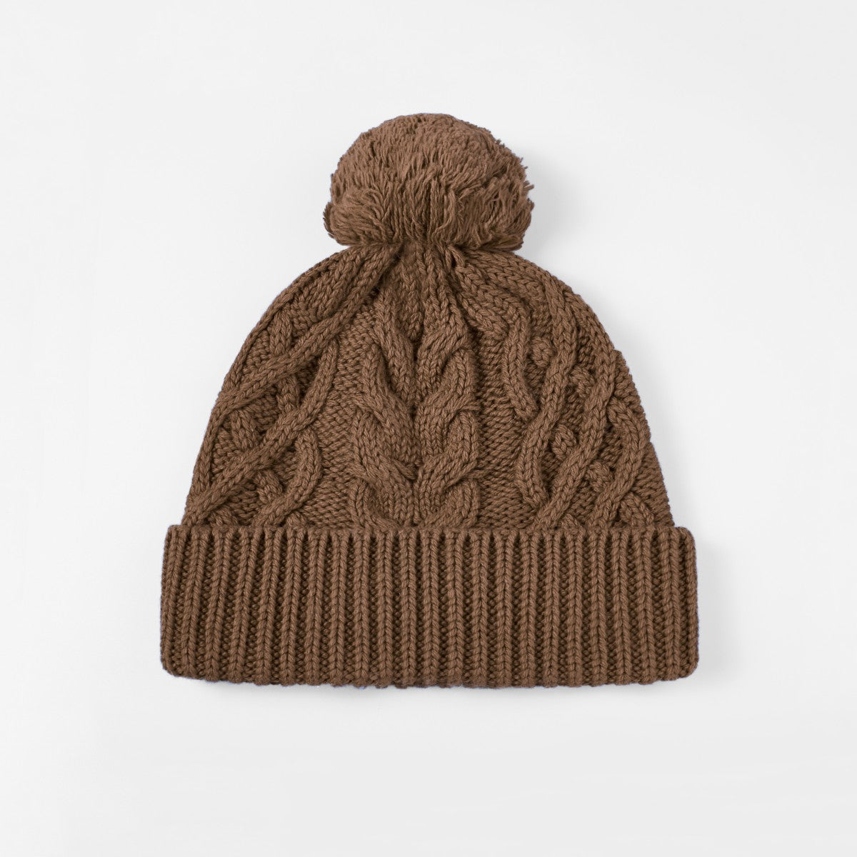 Blank Merino Wool Cable-Knit Beanie with Pom-Pom Wholesale - 1168