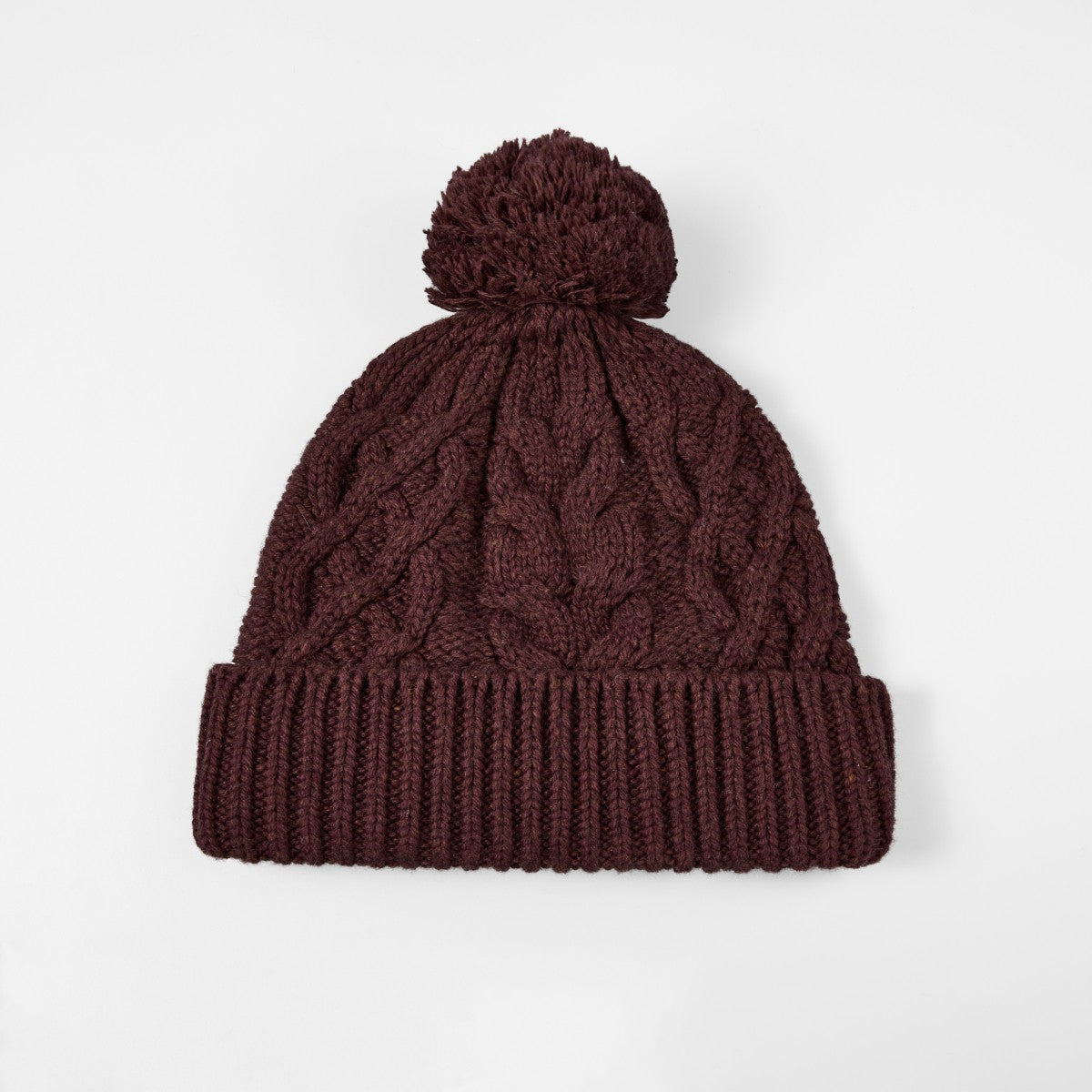 Blank Merino Wool Cable-Knit Beanie with Pom-Pom Wholesale - 1168