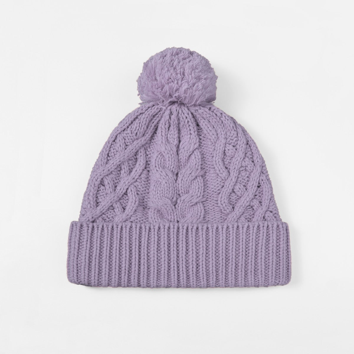 Blank Merino Wool Cable-Knit Beanie with Pom-Pom Wholesale - 1168
