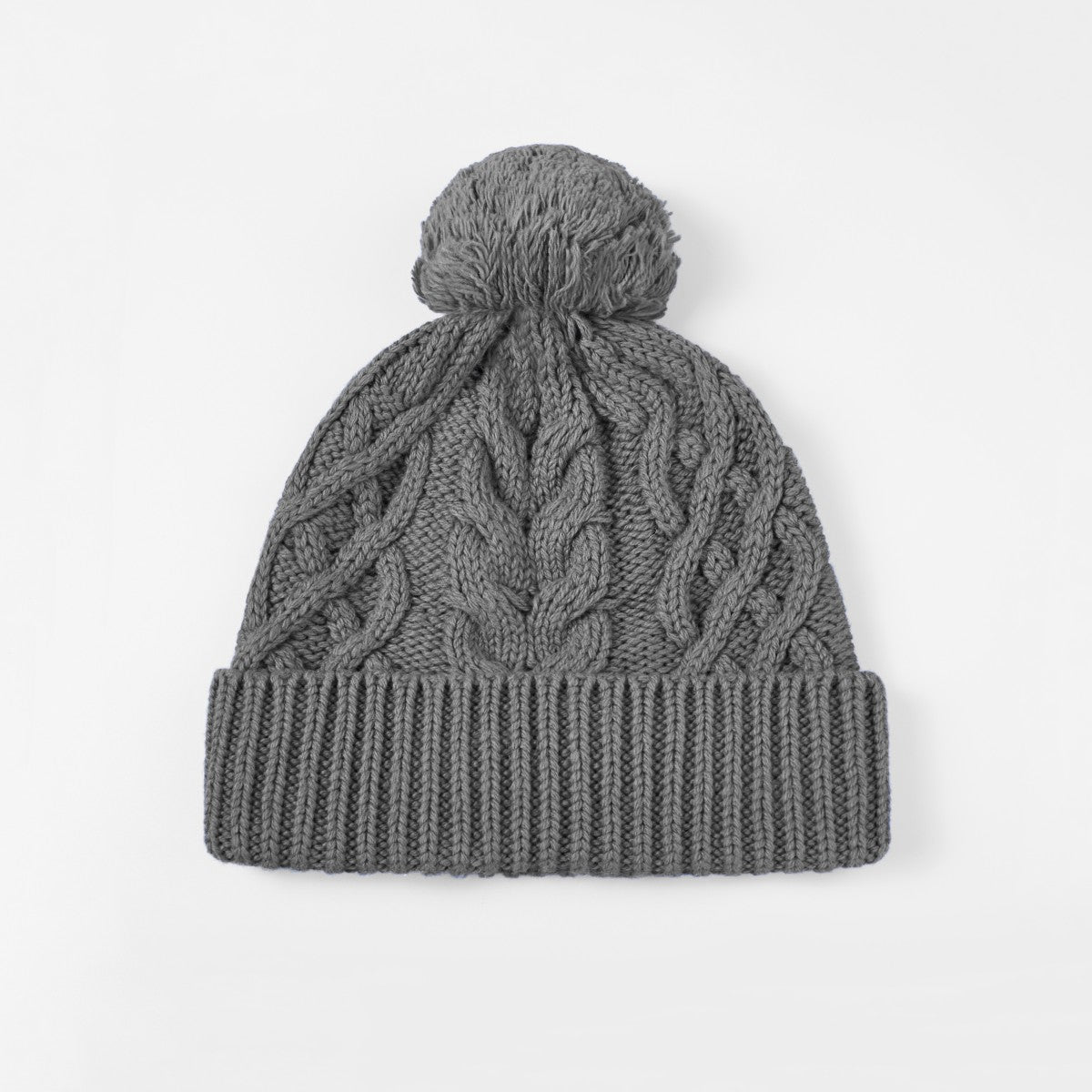 Blank Merino Wool Cable-Knit Beanie with Pom-Pom Wholesale - 1168