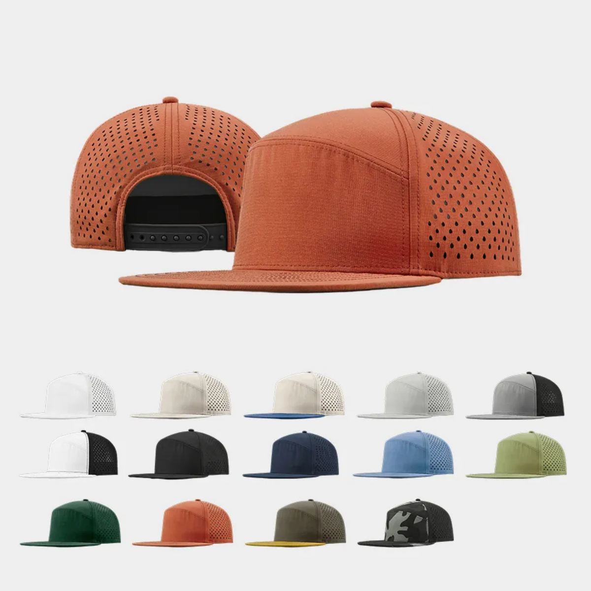 Blank 6 Panel Water Repellent Perforated Snapback Hat Wholesale - 6023