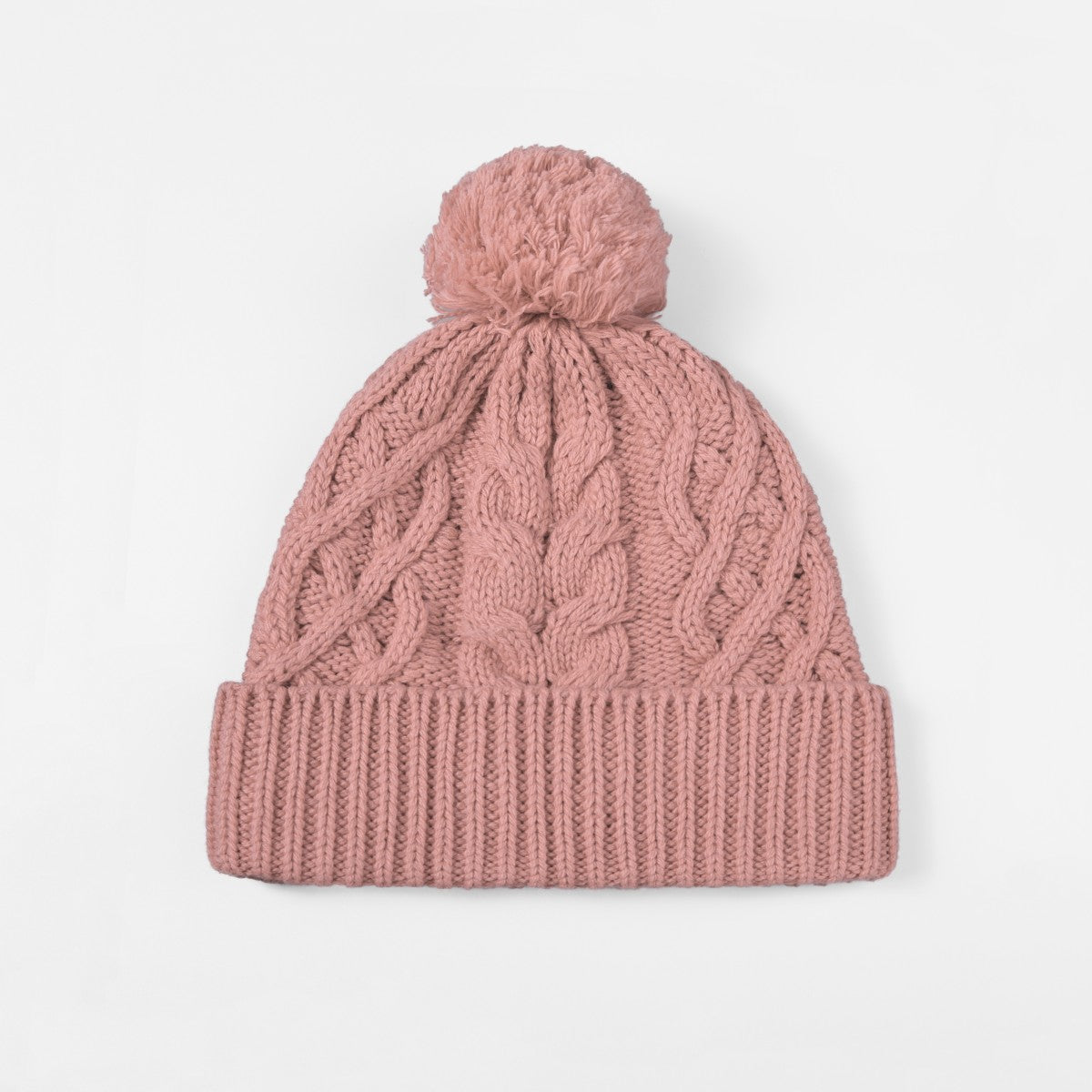 Blank Merino Wool Cable-Knit Beanie with Pom-Pom Wholesale - 1168