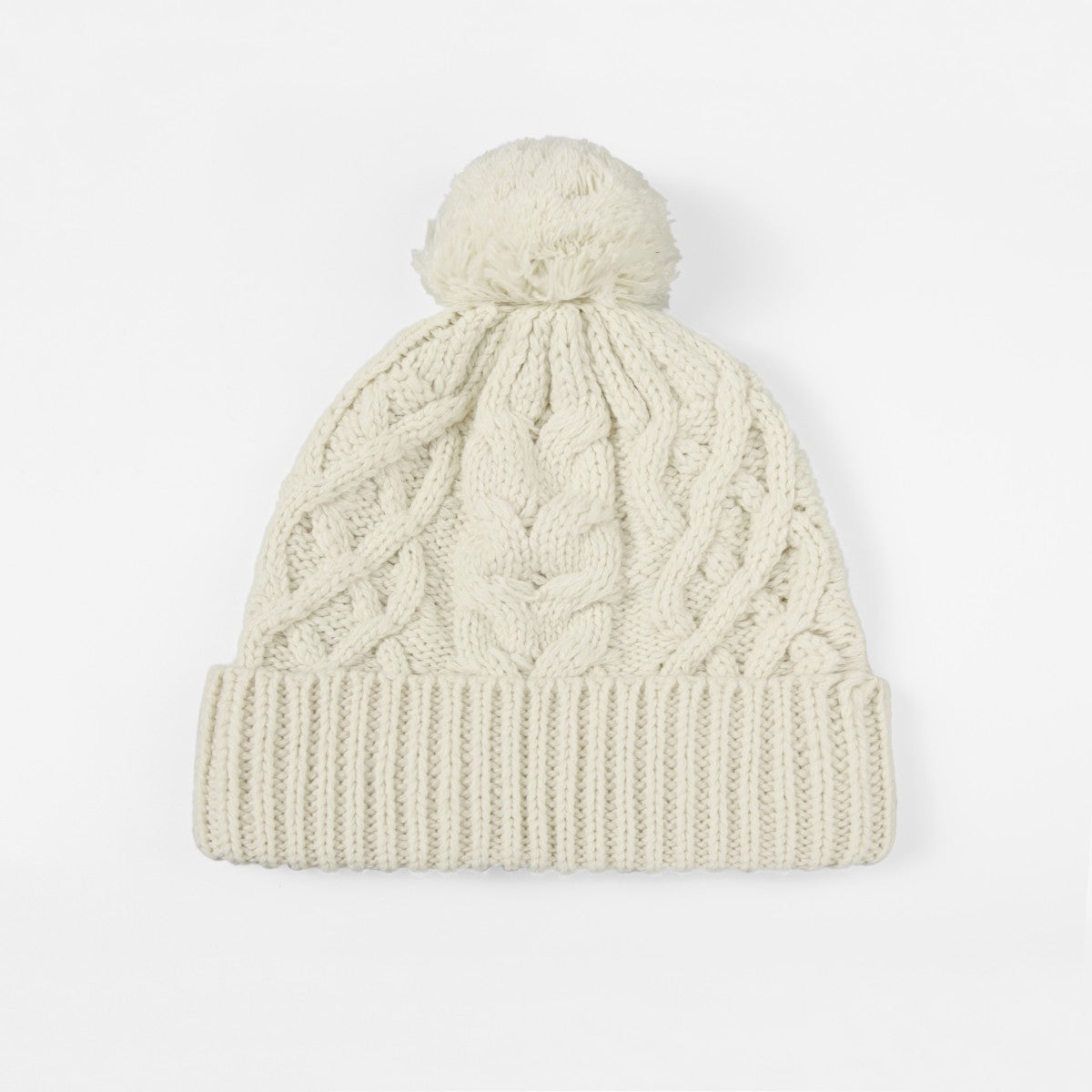 Blank Merino Wool Cable-Knit Beanie with Pom-Pom Wholesale - 1168