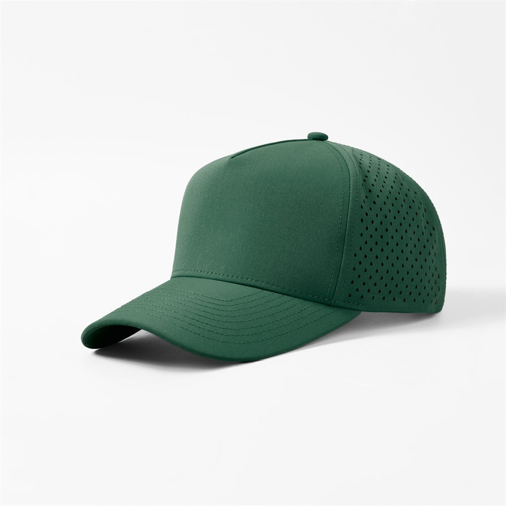 Blank 5 Panel Water Repellent Recycled Perforated Snapback Golf Hat- 6526   foremosthat
