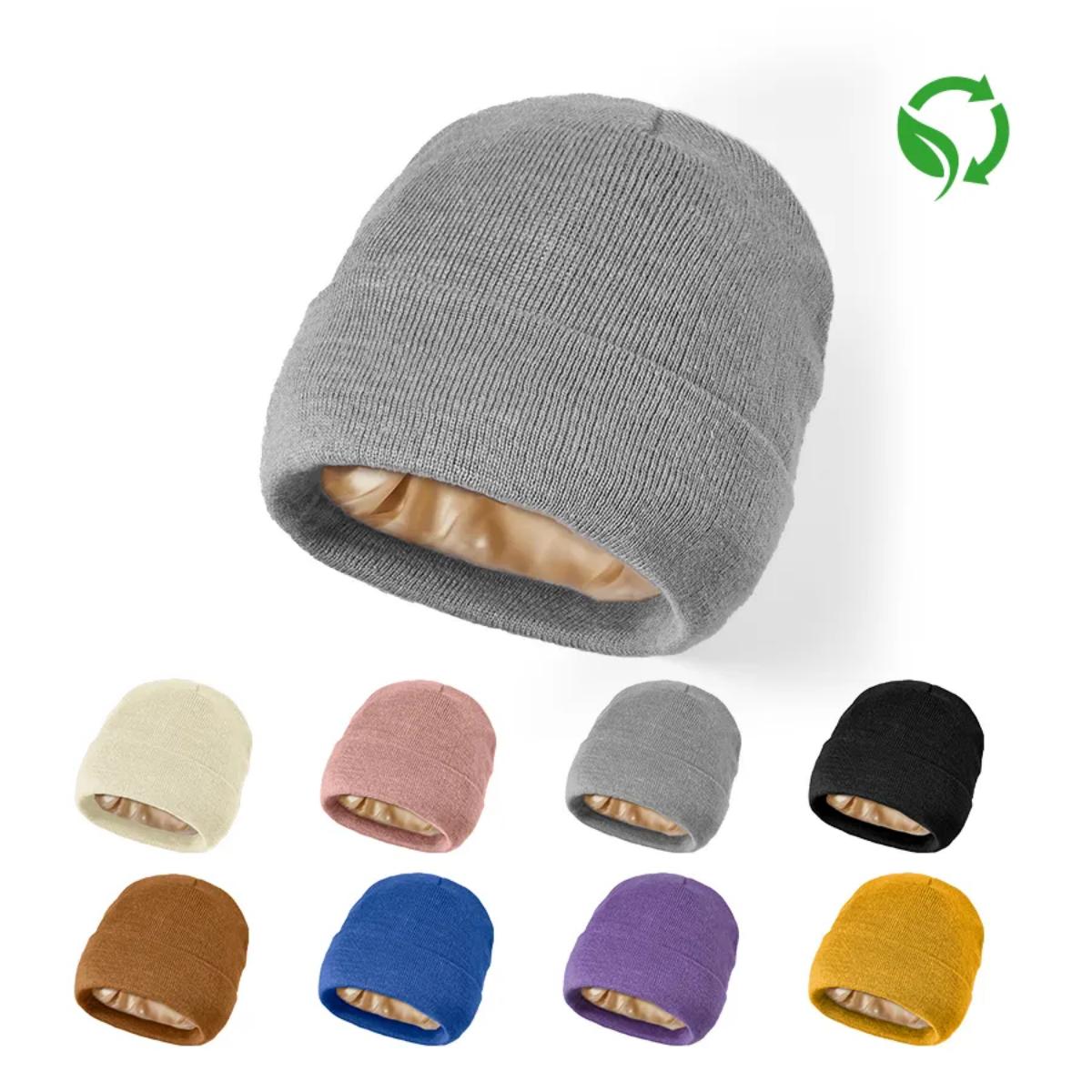 Blank Recycled Polyester Satin Lined Beanie Wholesale - 1176